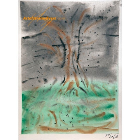 Old Forrest abstract original watercolor