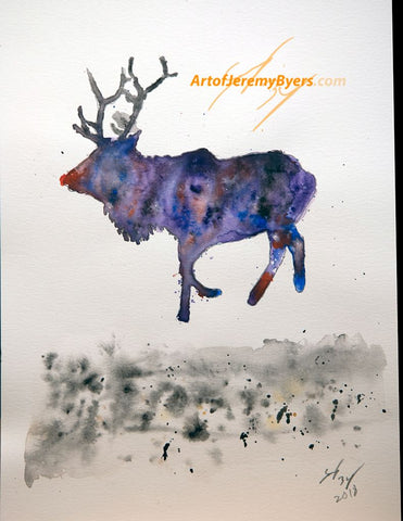 Reindeer original watercolor