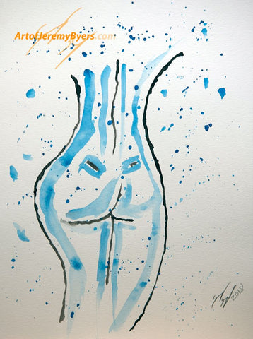 Blue butt original watercolor