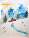 Snowy Barn original watercolor